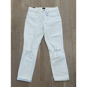 J. Crew Petite slim boyfriend Distressed White jean Women’s Size‎ 27 MSRP $168